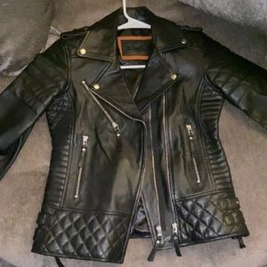 Handmade Sheepskin Quilted Leather Moto Jacket-